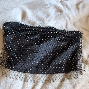 Black Beaded Strapless Top size medium